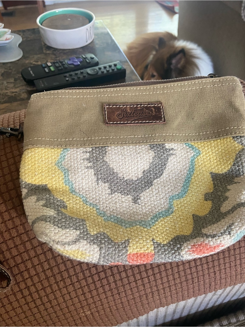 Scully Beige and Tan Zip Pouch